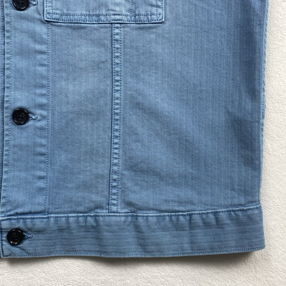 BLDWN Druid Woven Striped Collared Long Sleeve Button Up Jacket (Vintage Indigo) - Picture 11 of 16